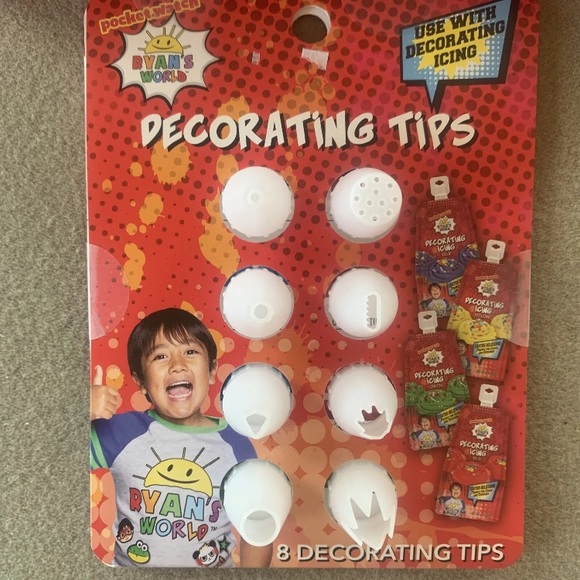 Lot of 3 Ryan's World Decorating Icing Tips plus 3 Frosting Yellow Blue Red - Picture 2 of 9